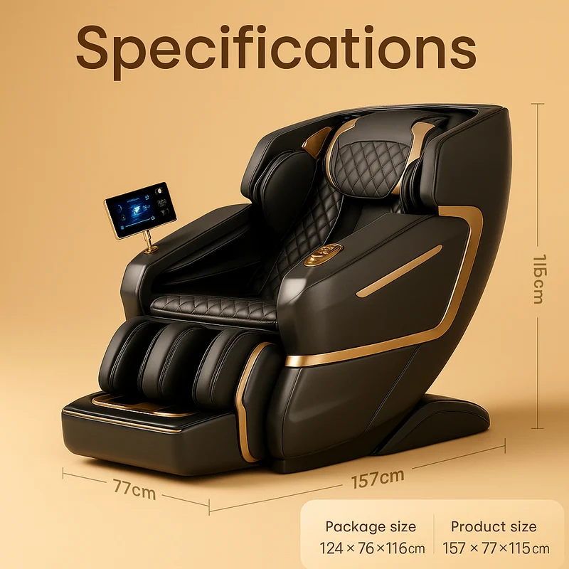 Massagestol 4D Lyx Pro+ med SL-teknologi, Värmeterapi, Röststyrning & Pekskärm – Modell M5 grå