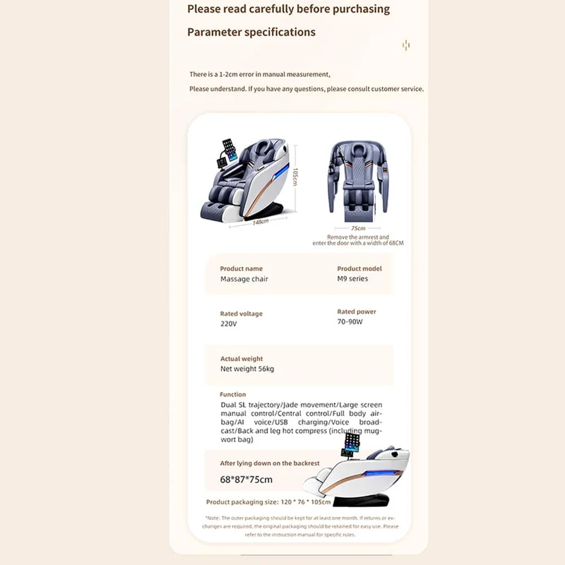 Massagestol 4D Pro+ Svart med Värmeterapi och Röststyrning – Modell M9