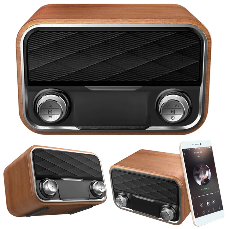 Bluetooth-högtalare med retrodesign, FM-radio och AUX