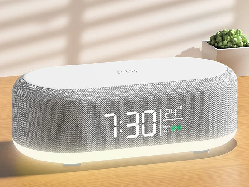Digital väckarklocka med termometer och trådlös laddare - 2-i-1 lösning