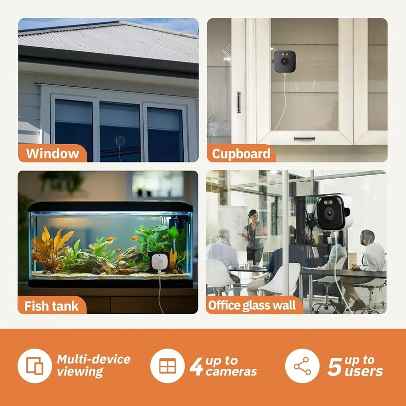 Sikkerhedskamera til vinduer 3MP 2K, Dual-Band Wi-Fi, farve natvision, 2 stk.