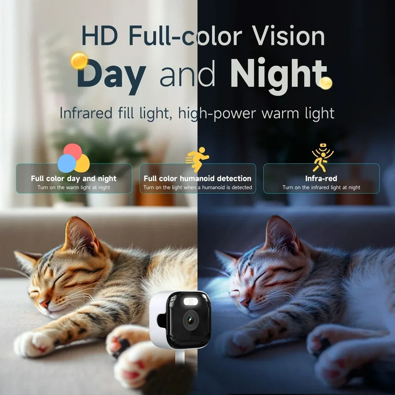 Sikkerhedskamera til vinduer 3MP 2K, Dual-Band Wi-Fi, farve natvision, 2 stk.