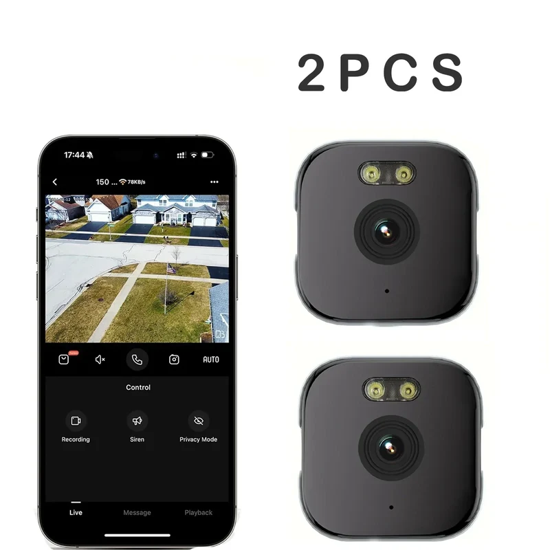 Sikkerhedskamera til vinduer 3MP 2K, Dual-Band Wi-Fi, farve natvision, 2 stk.