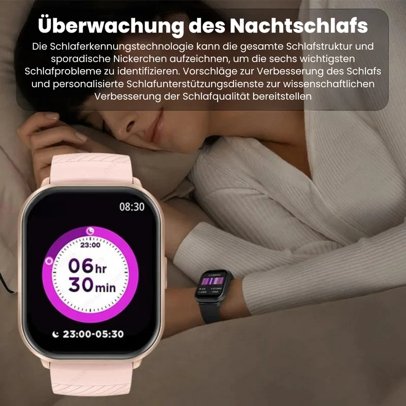 Smartwatch med realtids hjertefrekvensmåler til iOS/Android – blodtryk og ilt tracker
