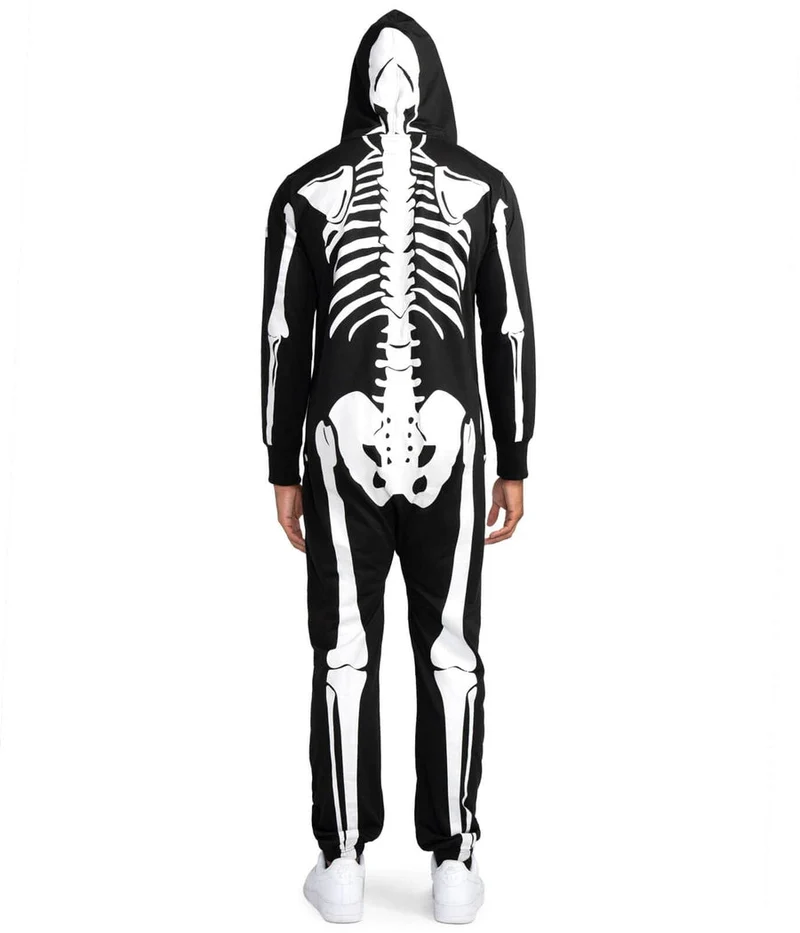 Fuldkrops Halloween Kostume til mænd med Skelet og Kranium