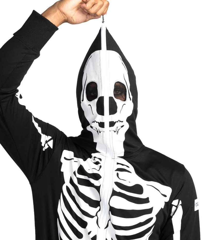 Fuldkrops Halloween Kostume til mænd med Skelet og Kranium