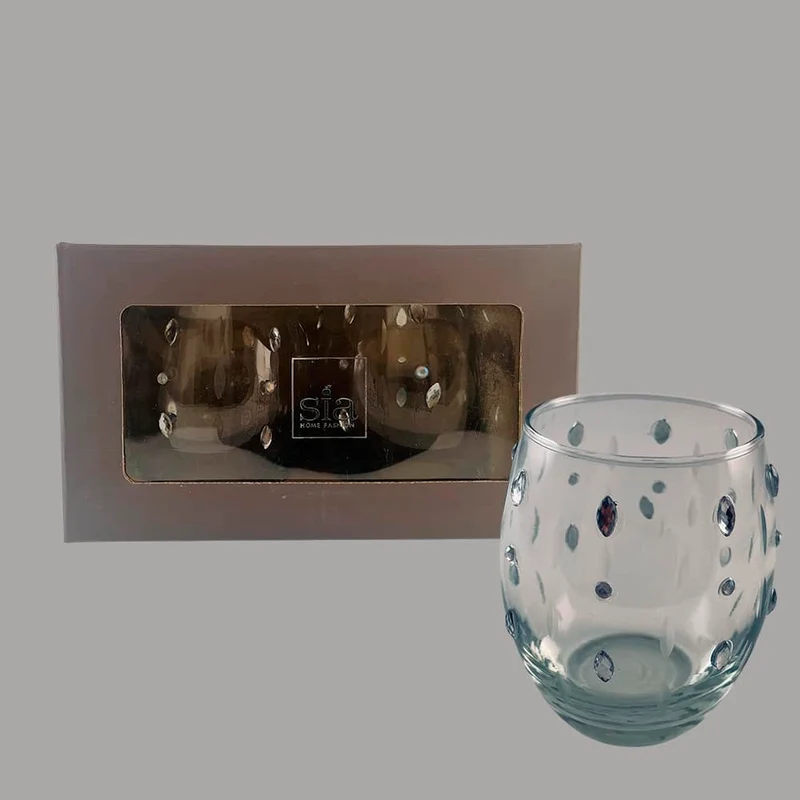 Värmeljus - glas med små diamanter (2 st.) från SIA Home Fashion