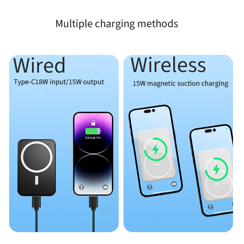 Trådløs magnetisk powerbank med støttefod