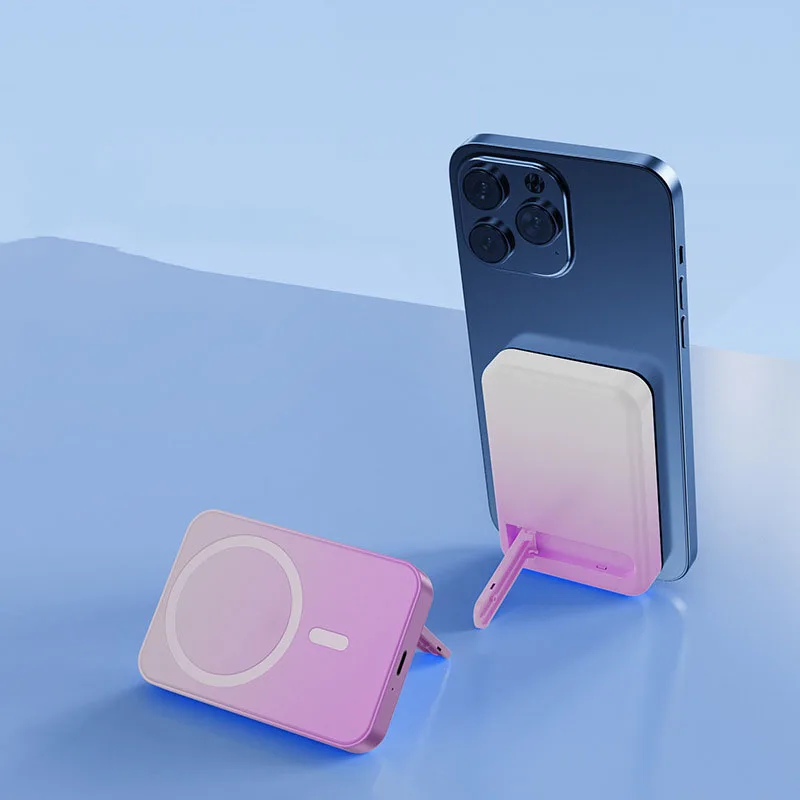 Trådløs magnetisk powerbank med støttefod