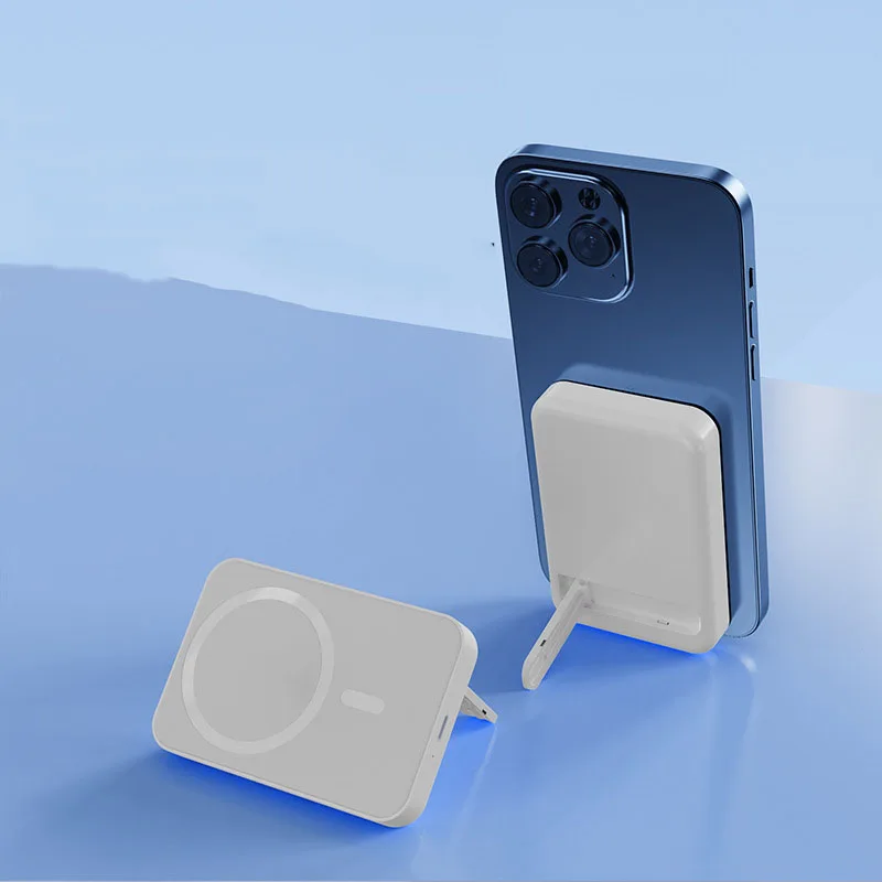 Trådløs magnetisk powerbank med støttefod