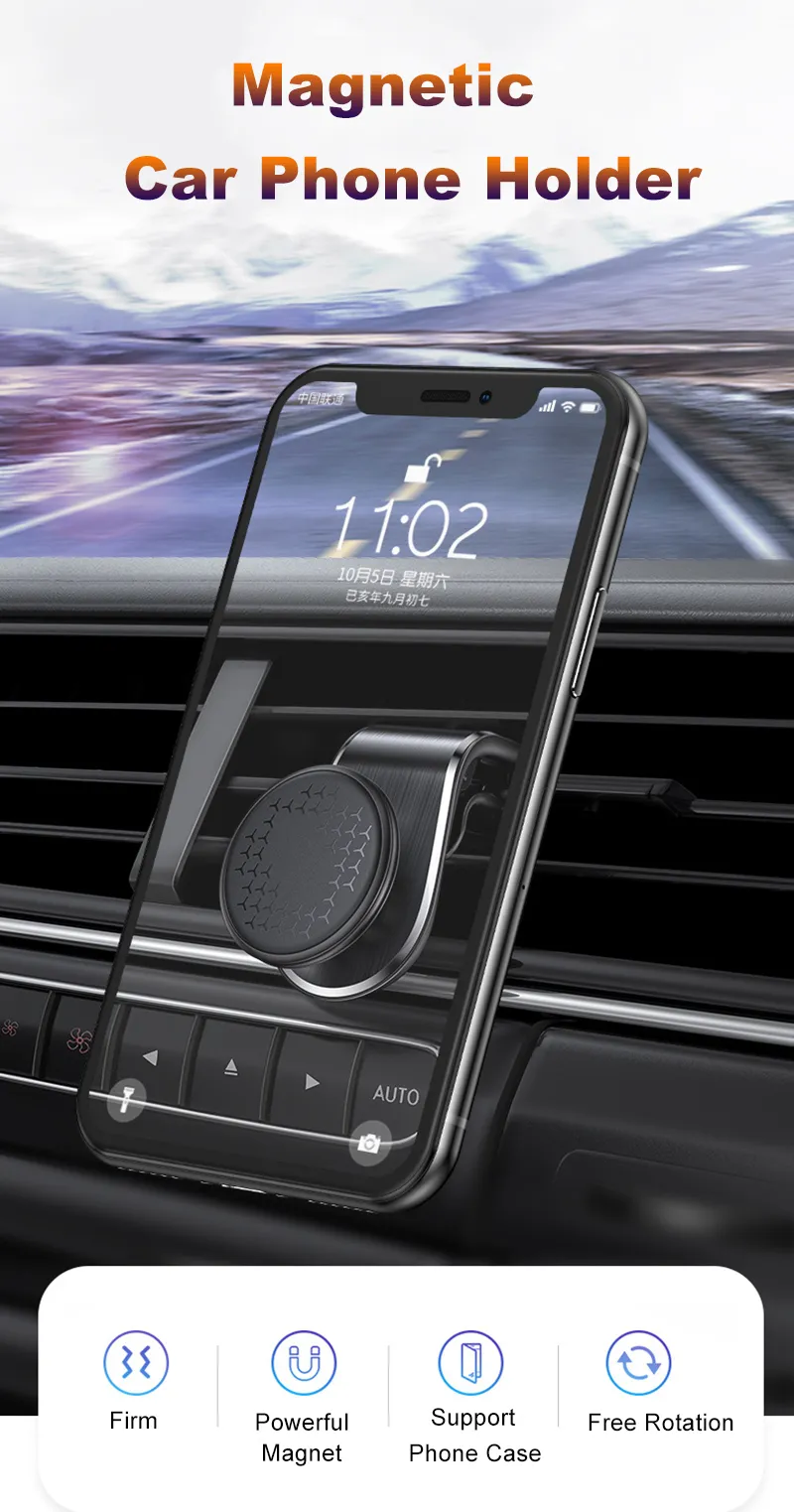 Magnetisk bil ventilationsholder til mobiltelefon