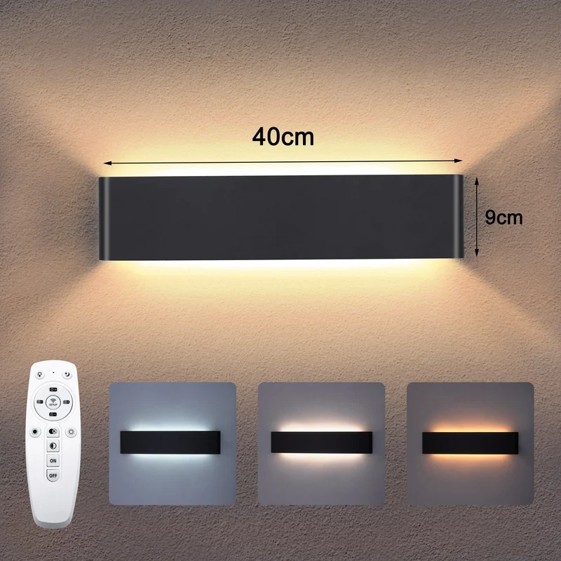 Moderne LED Væglampe – 16W Dæmpbar med Fjernbetjening til Stue, Sov værelse og Gang