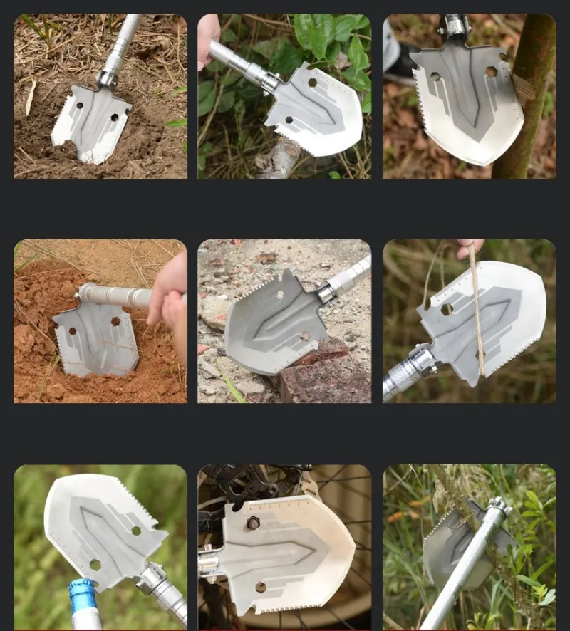 Multifunktionel udendørs campingspade
