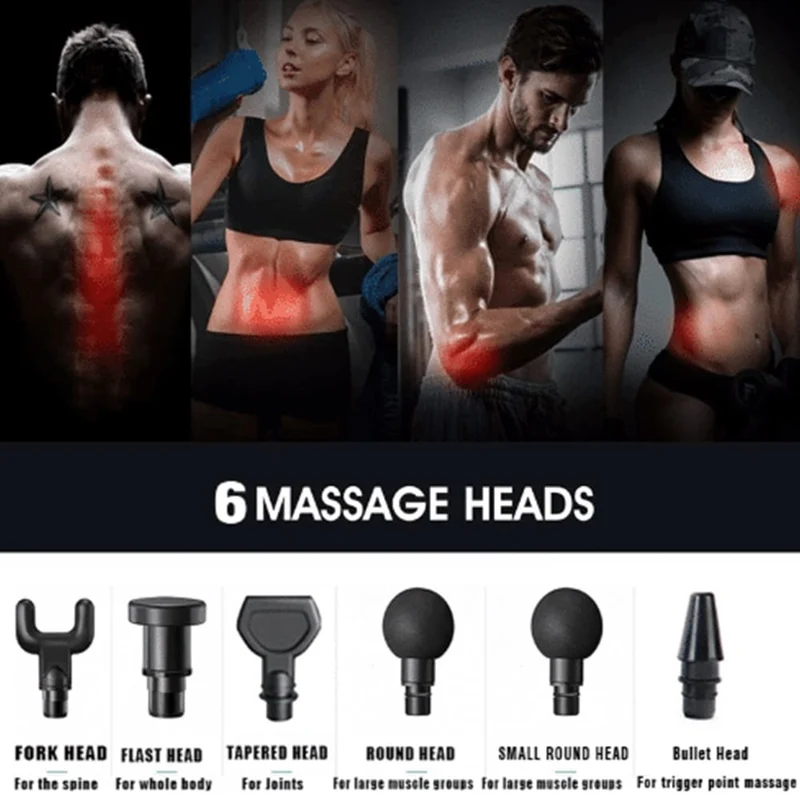 Massagepistol Pro+ med 6 massagehuvuden