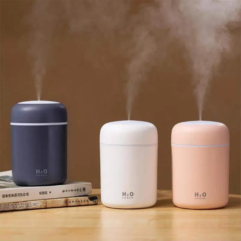 H2O luftfuktare / humidifier med LED-ljus (finns i flera färger)