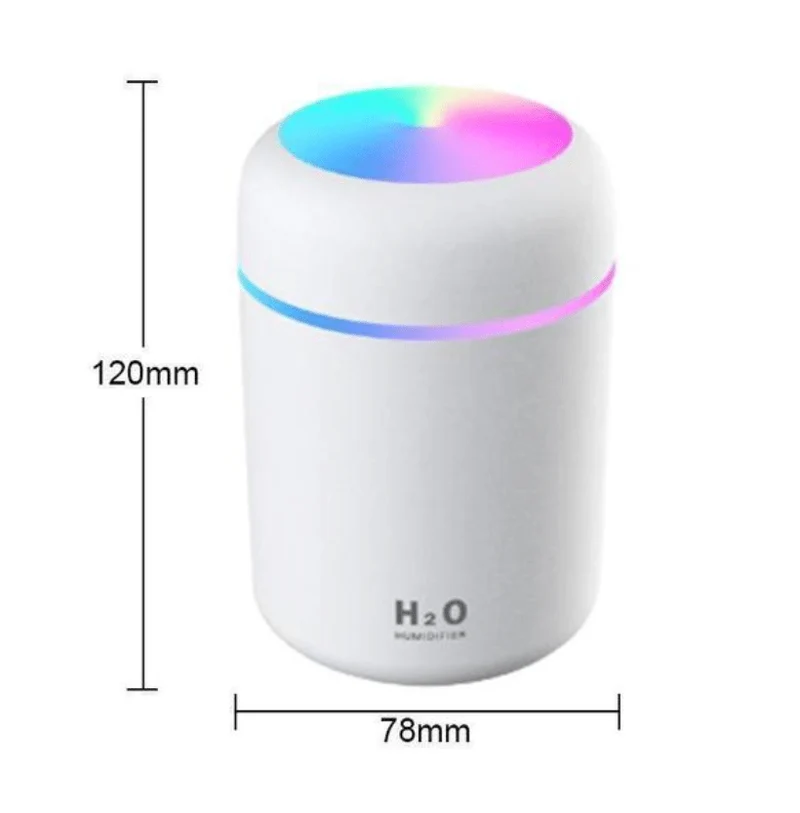 H2O luftfuktare / humidifier med LED-ljus (finns i flera färger)