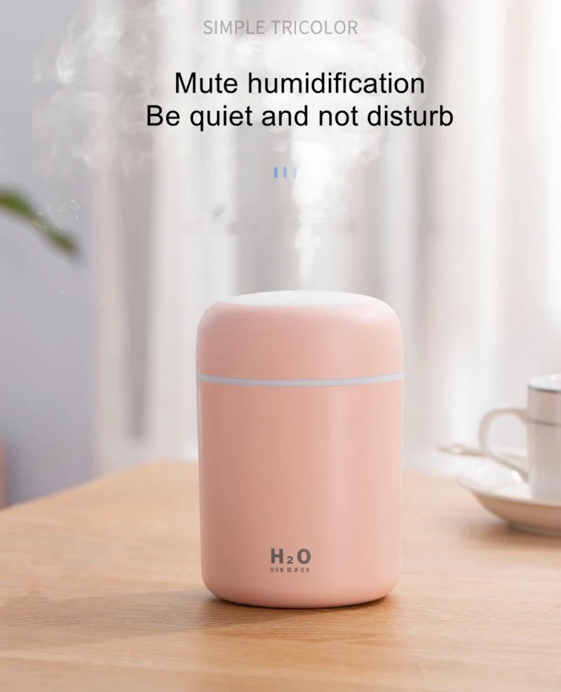 H2O luftfuktare / humidifier med LED-ljus (finns i flera färger)