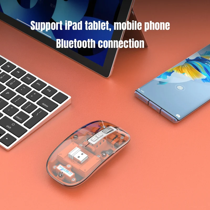 Trådløs Bluetooth-mus i gennemsigtig design