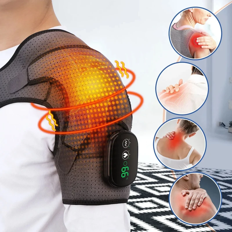Skuldermassageapparat med varme- og vibrationsfunktion