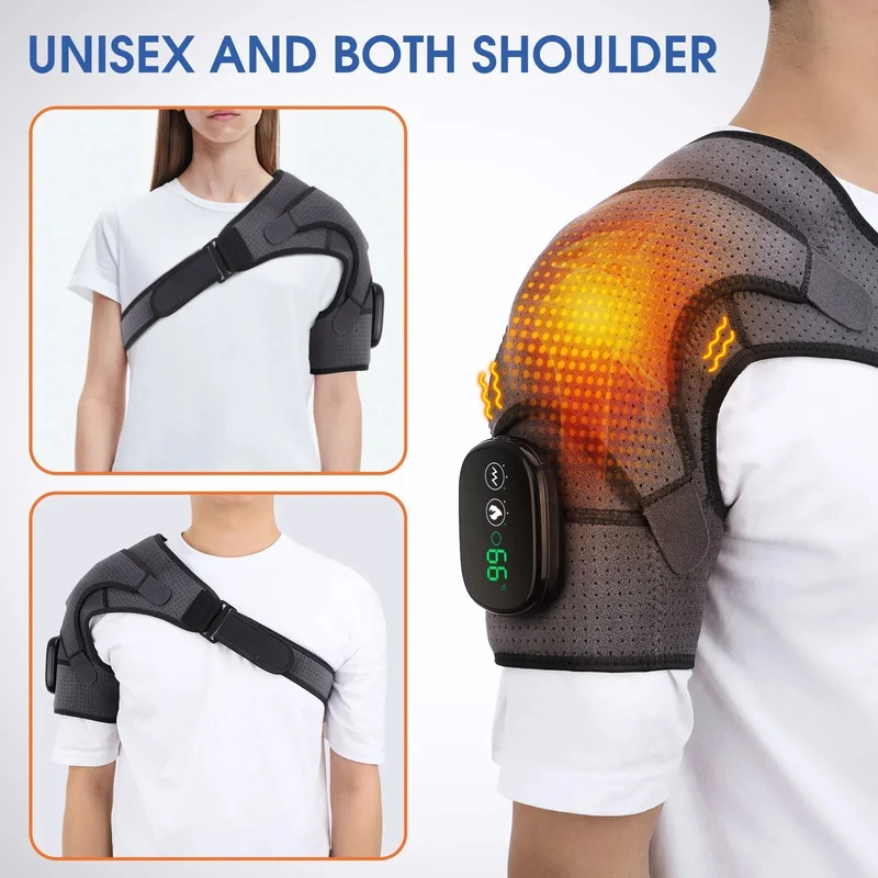 Skuldermassageapparat med varme- og vibrationsfunktion