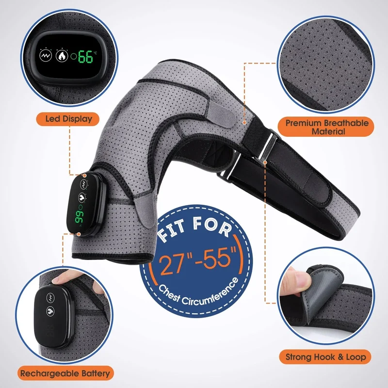 Skuldermassageapparat med varme- og vibrationsfunktion