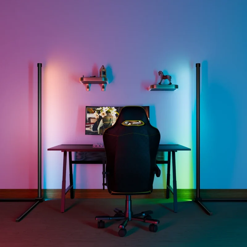 Smart RGB Gulvlampe med Musik-Synkronisering – LED Stemningslys med 16 Mio. Farver, App & Fjernbetjening