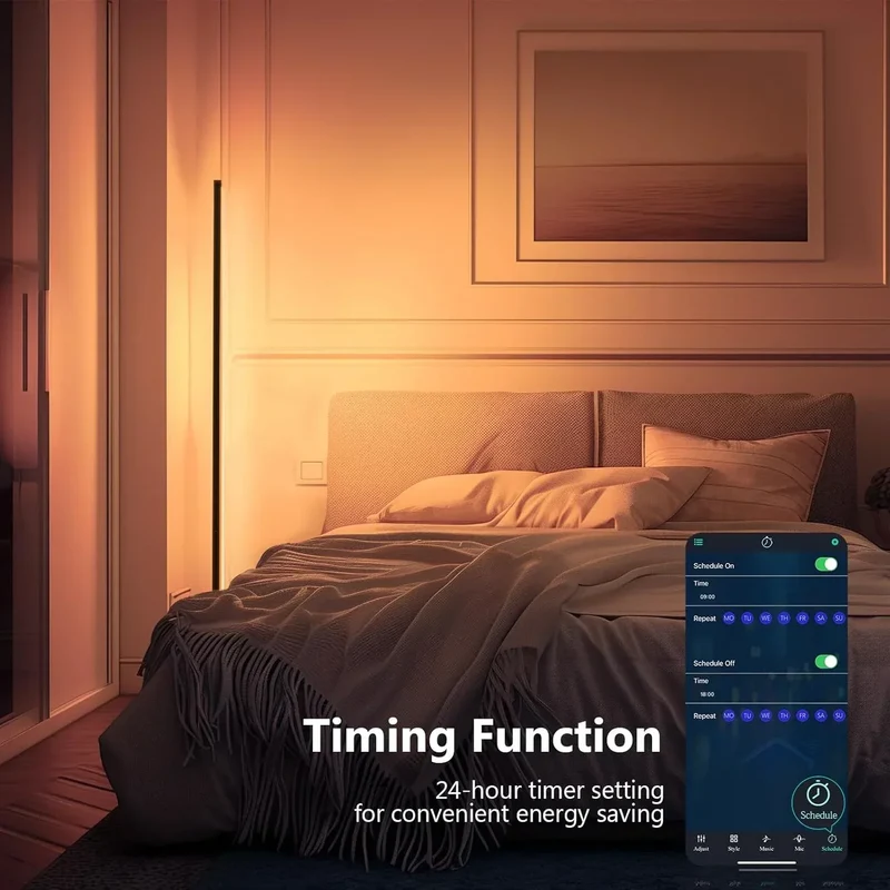 Smart RGB Gulvlampe med Musik-Synkronisering – LED Stemningslys med 16 Mio. Farver, App & Fjernbetjening