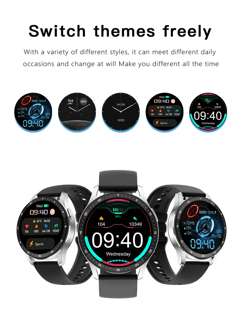 To-en-i-én Smartwatch med Bluetooth-høretelefoner