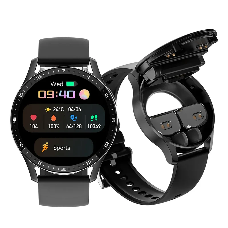 To-en-i-én Smartwatch med Bluetooth-høretelefoner