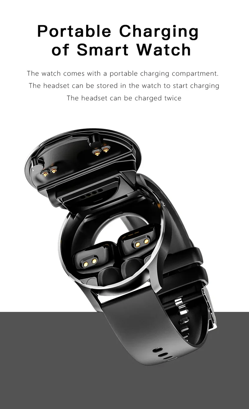 To-en-i-én Smartwatch med Bluetooth-høretelefoner