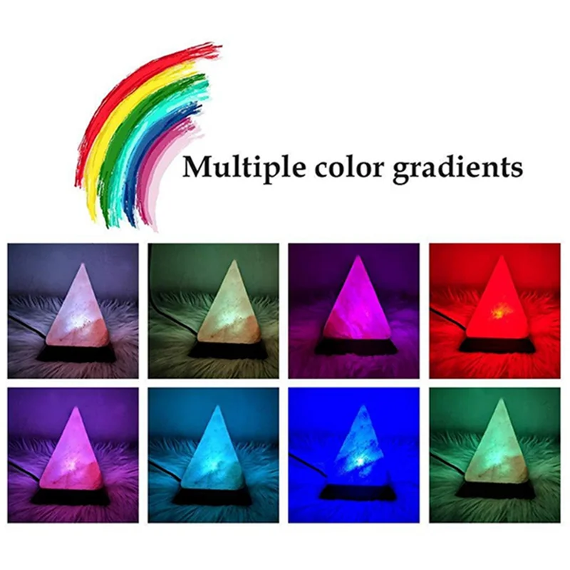 USB LED Pyramide med Himalaya Kristallsaltlampe, Luftrenser & Stemning