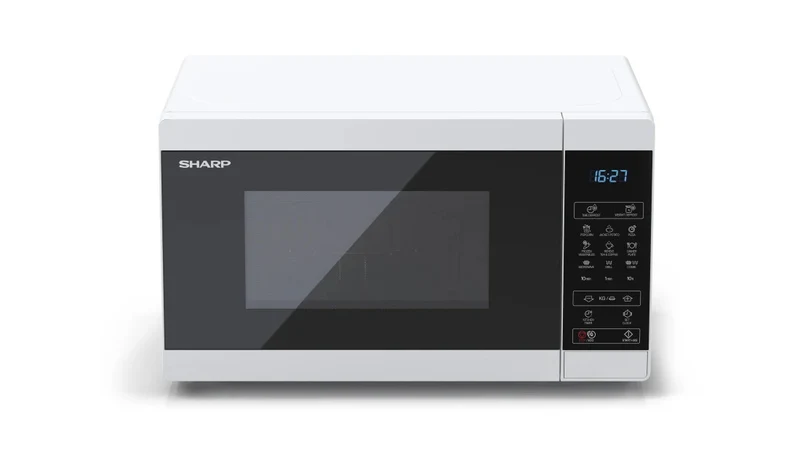 Sharp YC-MG02E-W mikrovågsugn Blå, Vit Bänkdiskmaskin 20 l 800 W