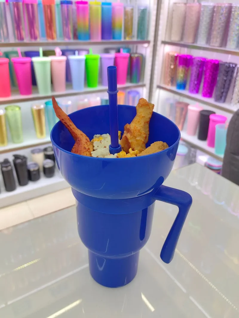 Dobbeltvase til Snacks og Drikke | 2-i-1 Tasse til Travle Dage
