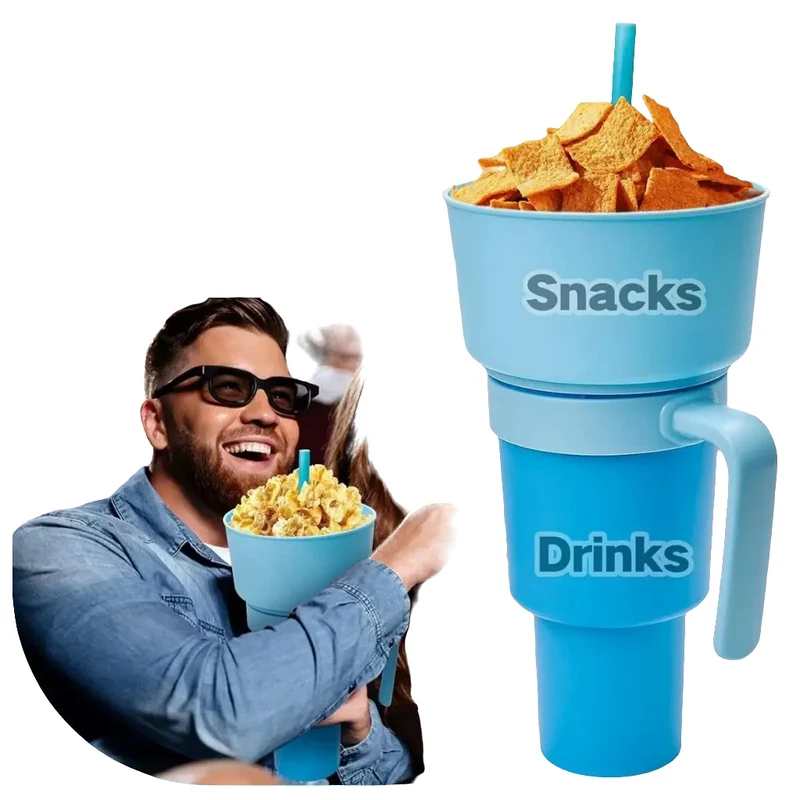 Dobbeltvase til Snacks og Drikke | 2-i-1 Tasse til Travle Dage