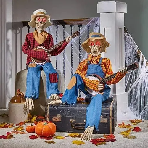 Lydeaktiveret Halloween Dekoration med Musik og Lys - Animations Skeletter