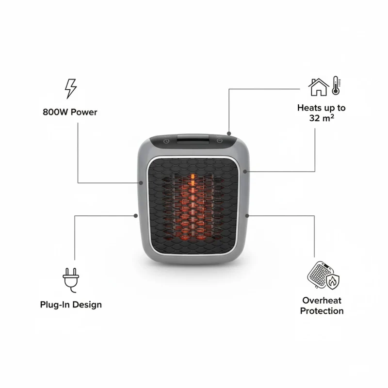 Bærbar energibesparende varmeapparat med moderne design