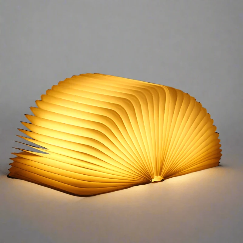 Foldable Table Lamp, Wooden, LED Reading Light