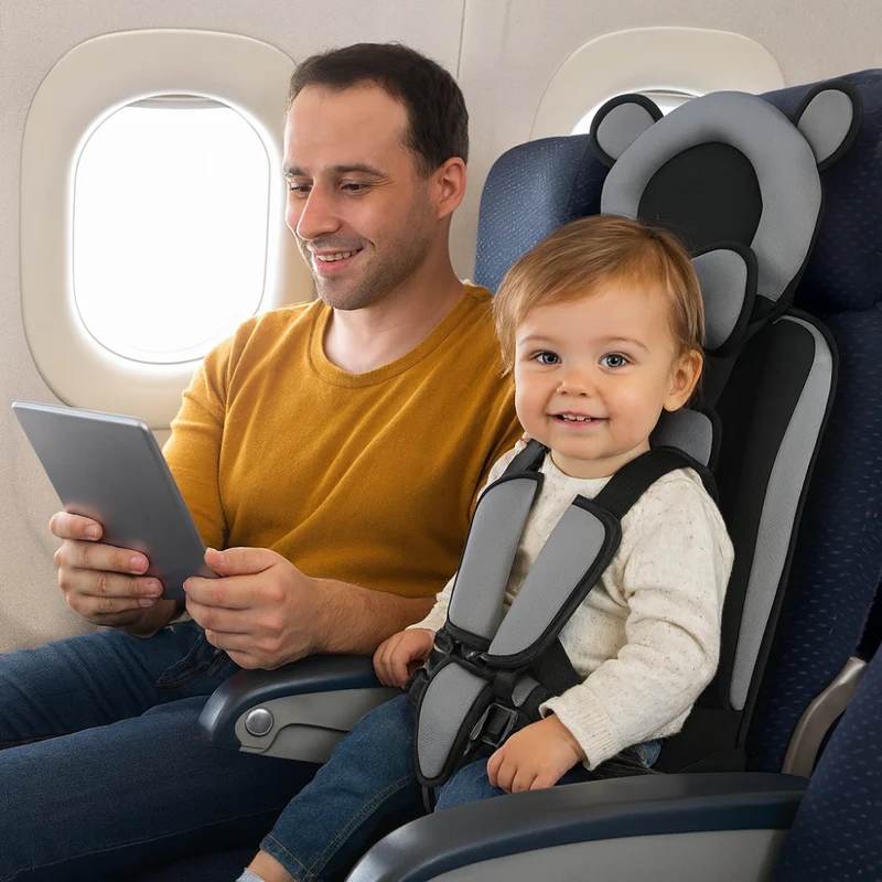 Bærbar babysæde sele til rejser, bil & fly, sikker og sammenklappelig