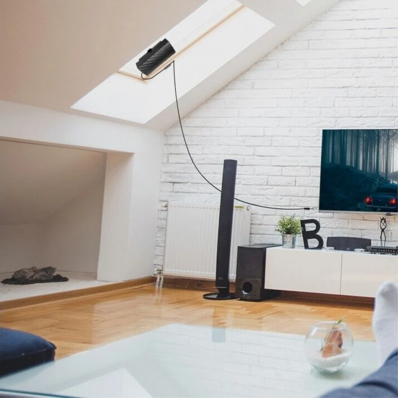 Indendørs TV-antenne, 4K, lang rækkevidde, digital modtagerantenne