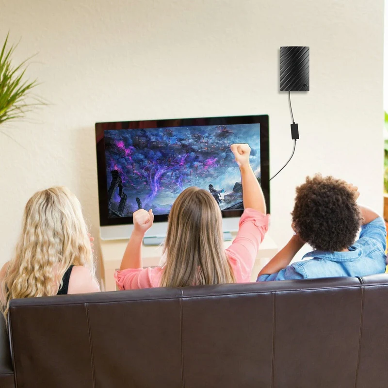 Indendørs TV-antenne, 4K, lang rækkevidde, digital modtagerantenne