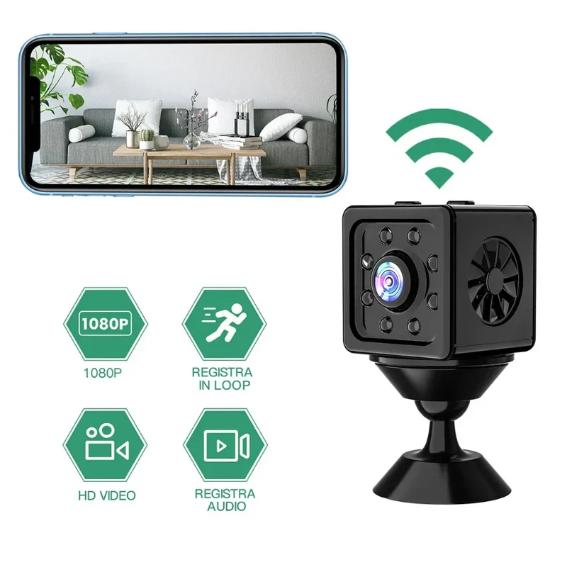 Trådløs Mini CCTV IP Kamera 1080p med WiFi overvågning