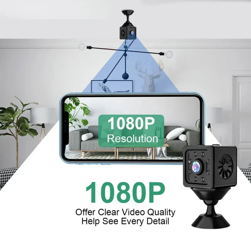 Trådløs Mini CCTV IP Kamera 1080p med WiFi overvågning