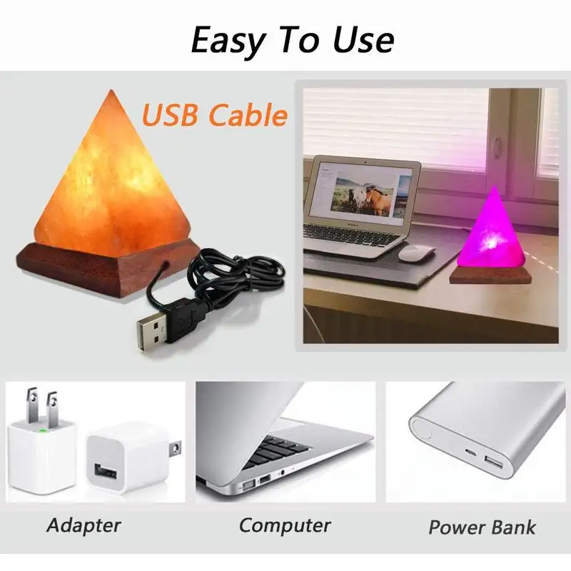 LED Crystal Night Light with Color Changing USB Himalayan Salt Lamp