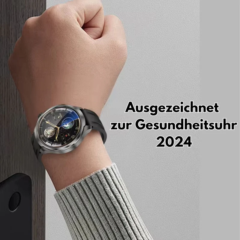 Sundhedssmartwatch med læderrem - VitalSense Pro X (2025)