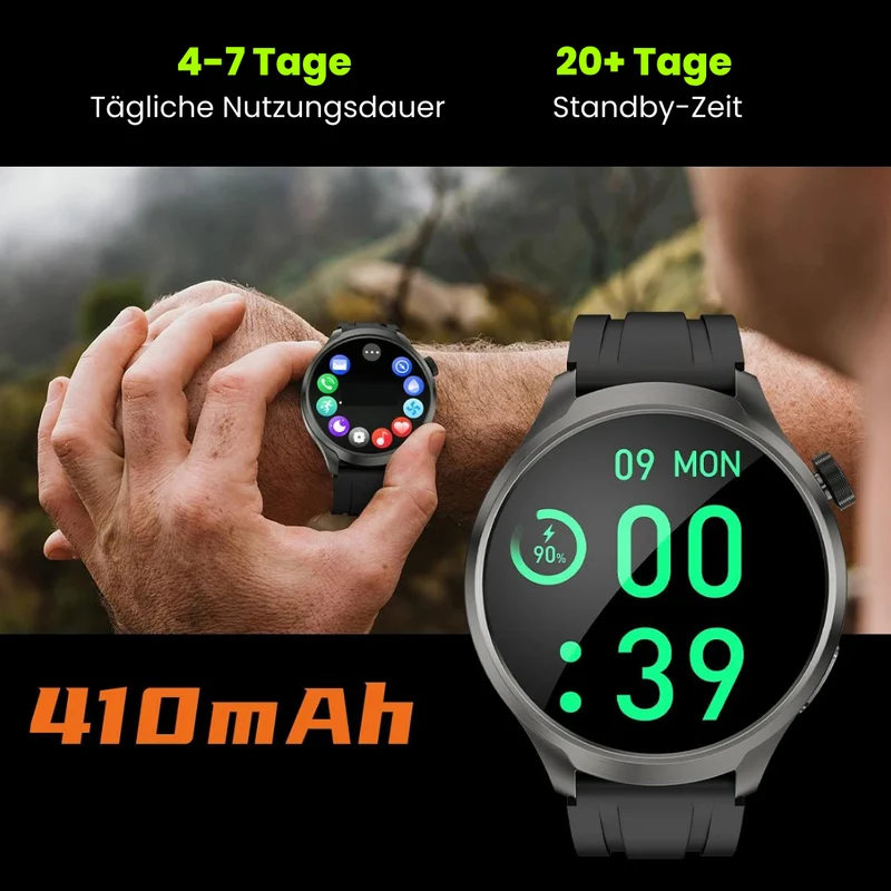 Sundhedssmartwatch med læderrem - VitalSense Pro X (2025)