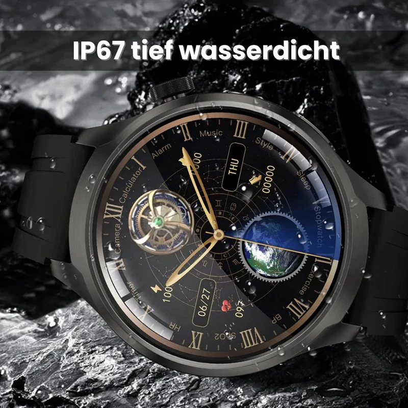 Sundhedssmartwatch med læderrem - VitalSense Pro X (2025)