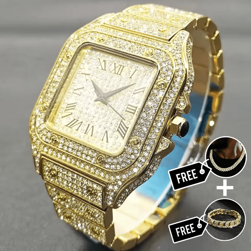 Santos Ur med Diamantbelægning – Elegant Luksus Armbåndsur