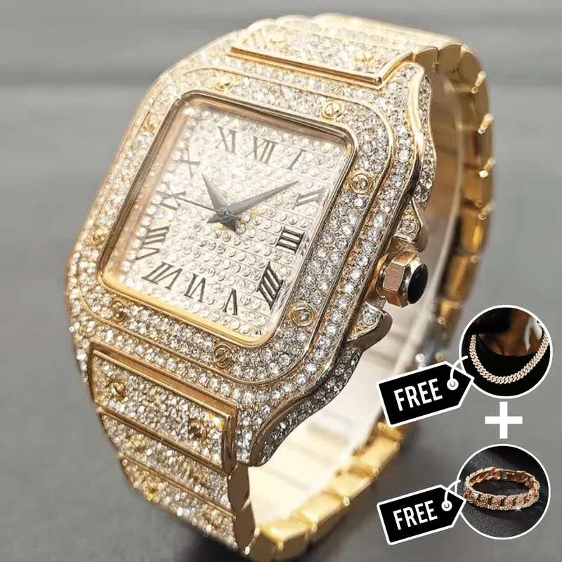 Santos Ur med Diamantbelægning – Elegant Luksus Armbåndsur