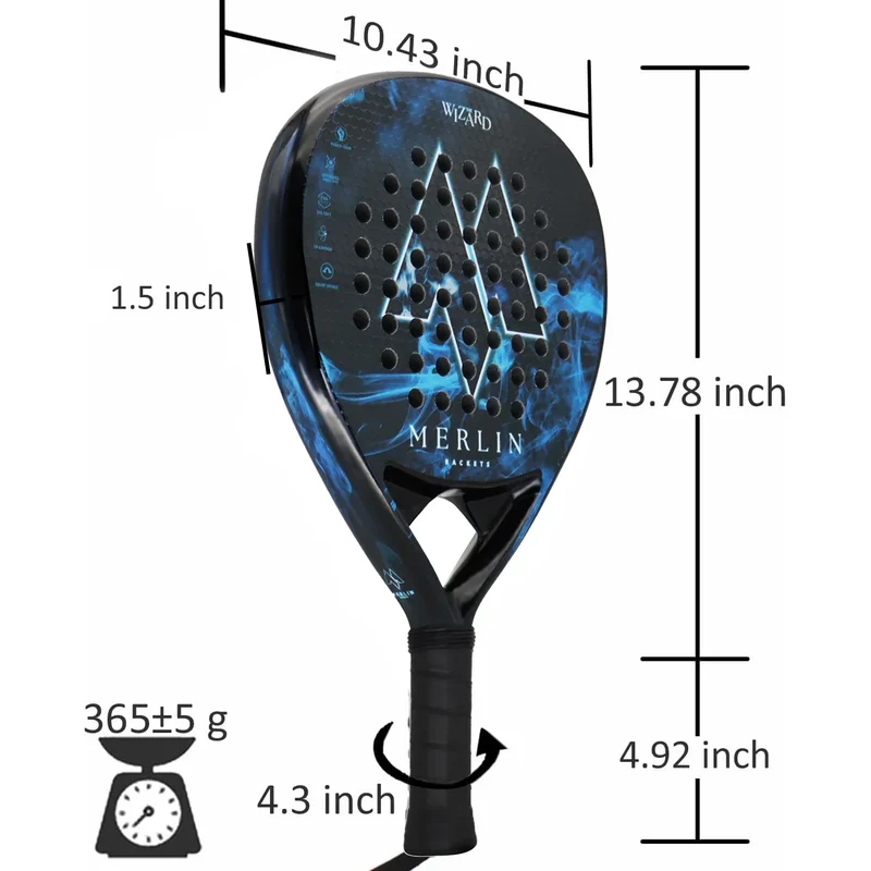 Letvægts Padelbat i kulfiber, mat finish, til nybegyndere og professionelle