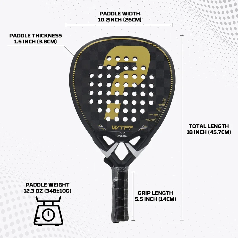 Letvægts Padelbat i kulfiber, mat finish, til nybegyndere og professionelle